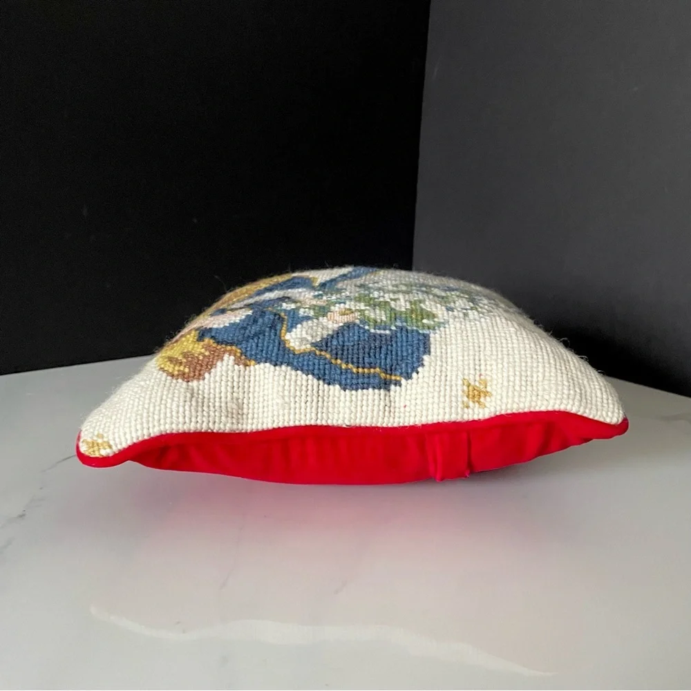 Blue Angel Needlepoint Holiday Pillow